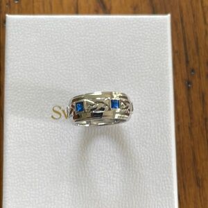 Silver Ring with Blue Accents